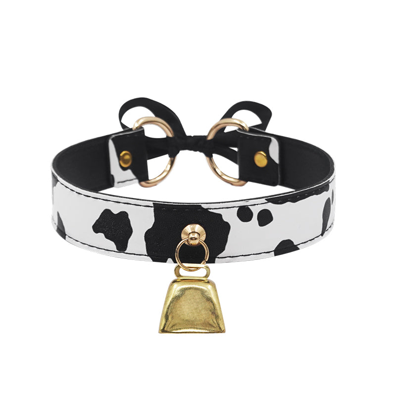 Cow Print Collar with Gold Bell