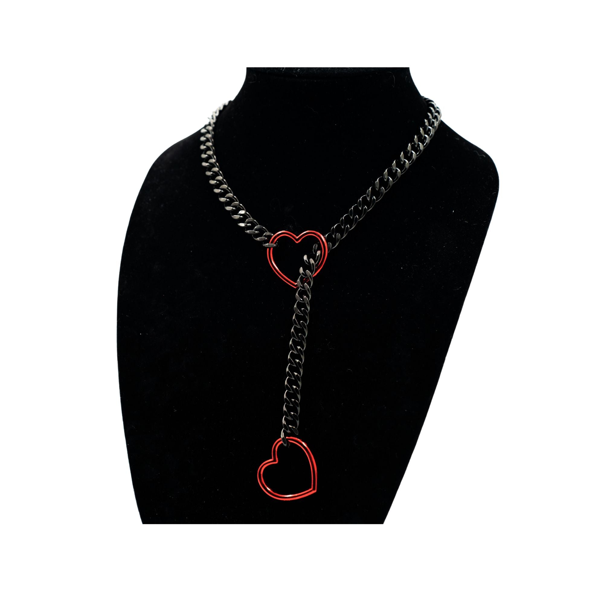 GunMetal Chain Metallic Colors Heart O-Ring Slip Chain