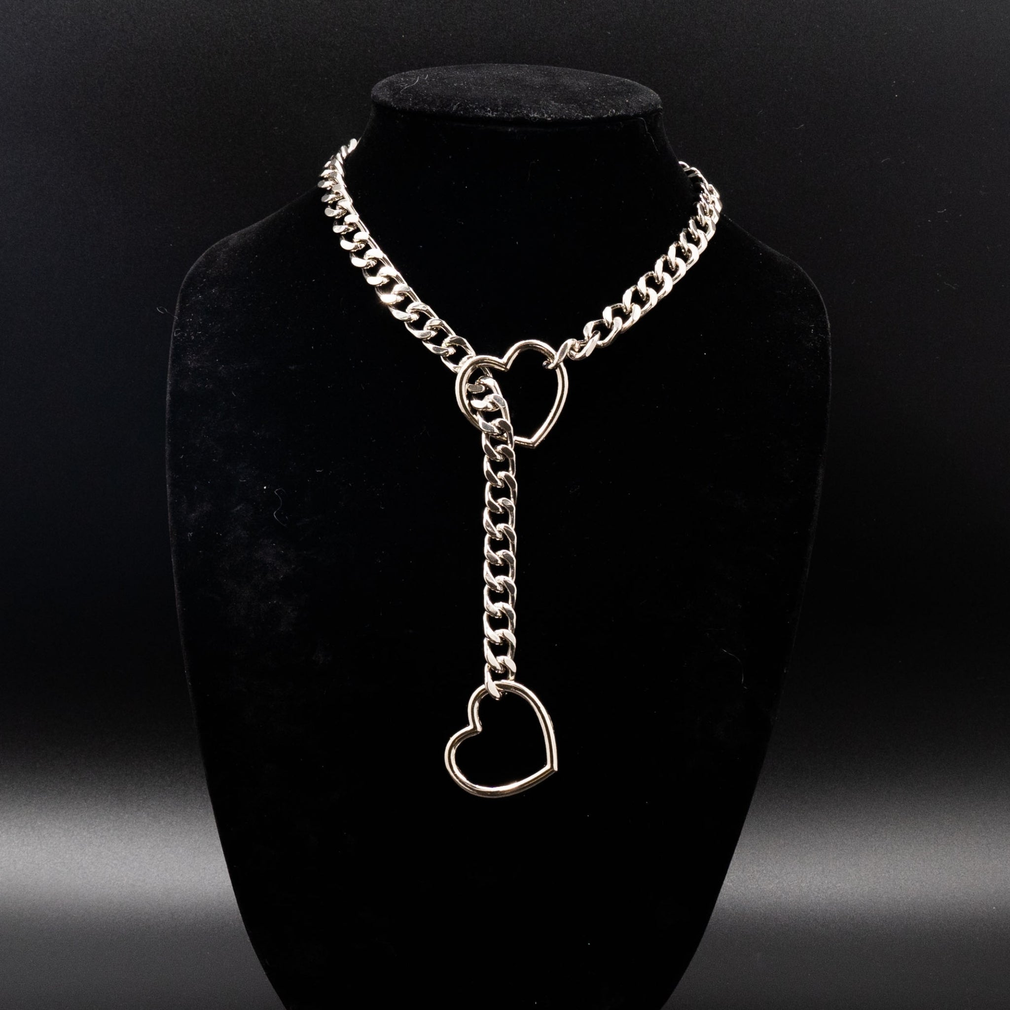 Silver Chain Heart Slip Chain Collar Necklace