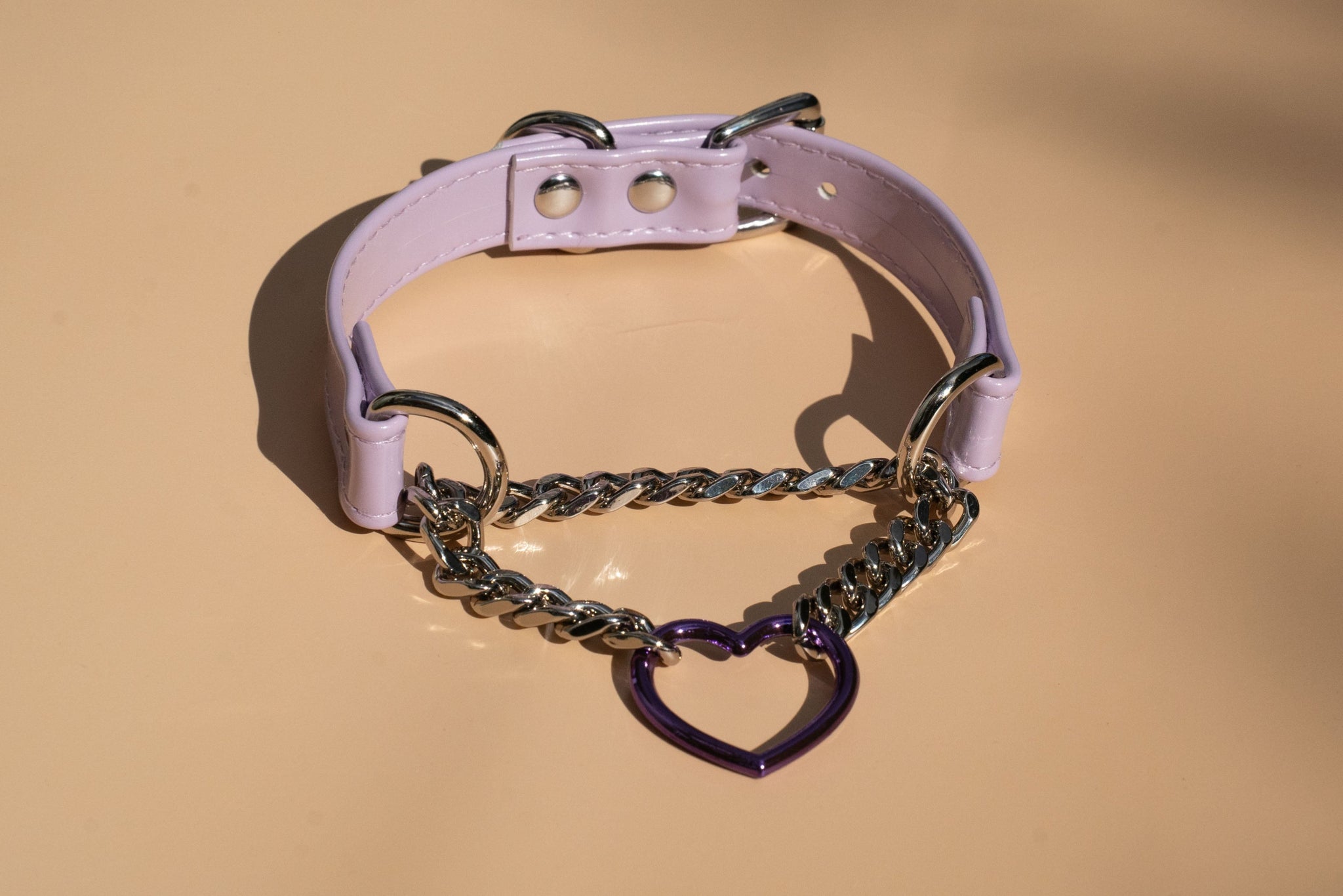 Purple Martingale Buckle choker in silver