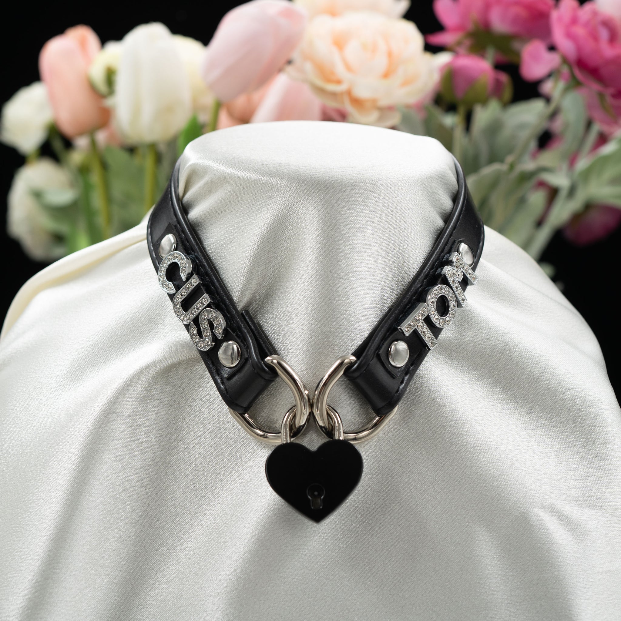 Personalisiertes Romantisches Vorhängeschloss-Halsband - Schwarz 