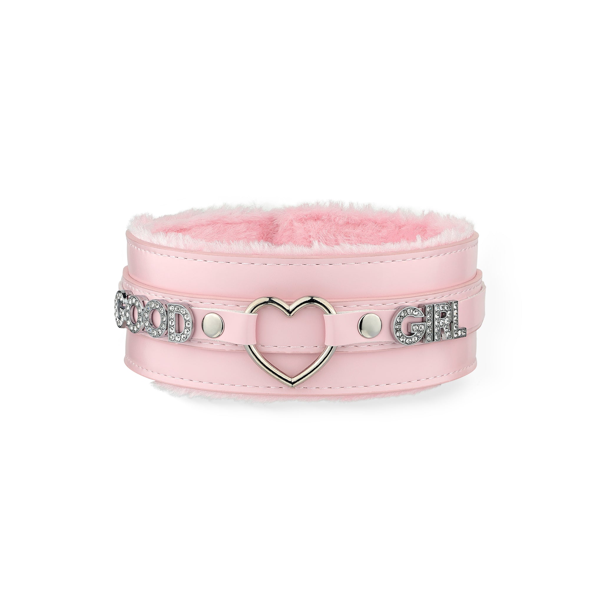 Pink fur heart collar with personalized letters