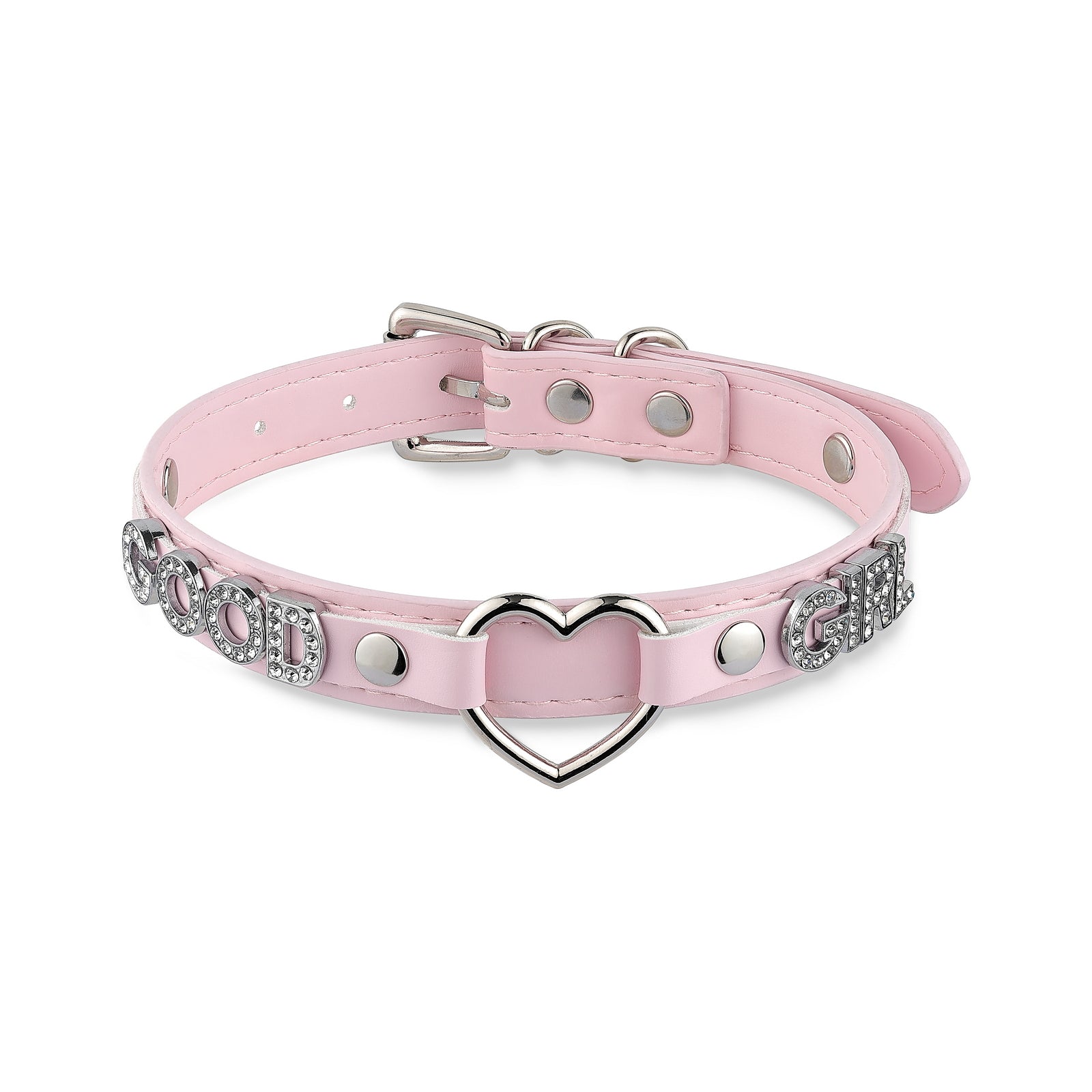 3/4'' Pink Heart Collar with Personalized Letters